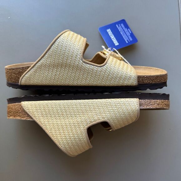 Birkenstock Arizona Big Buckle Raffia Sandal Women’s 40EU or 9US Natural Texture - Picture 6 of 12